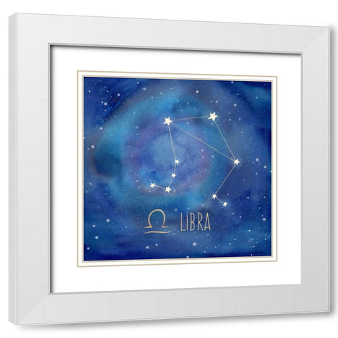 Star Sign Libra White Modern Wood Framed Art Print with Double Matting by Coulter, Cynthia