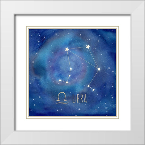 Star Sign Libra White Modern Wood Framed Art Print with Double Matting by Coulter, Cynthia
