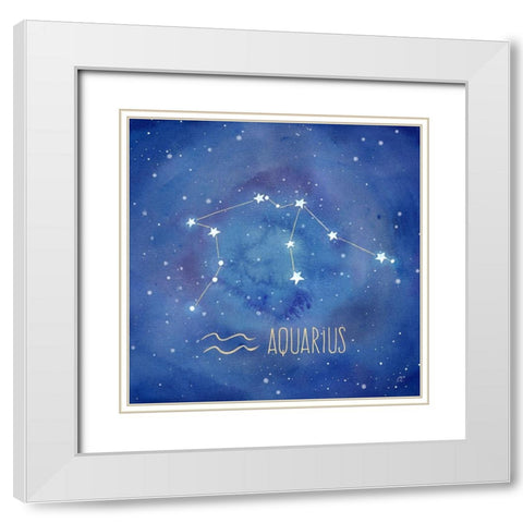 Star Sign Aquarius White Modern Wood Framed Art Print with Double Matting by Coulter, Cynthia