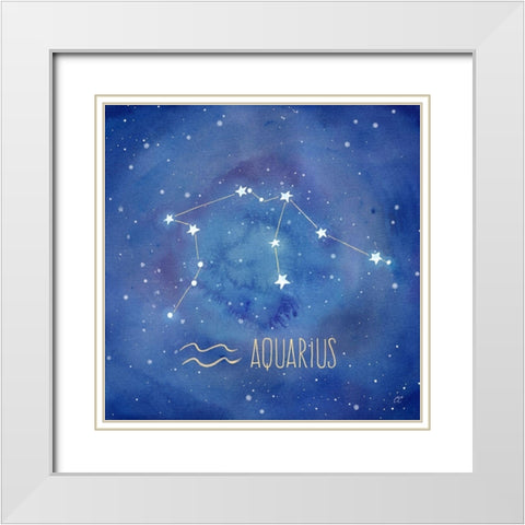 Star Sign Aquarius White Modern Wood Framed Art Print with Double Matting by Coulter, Cynthia