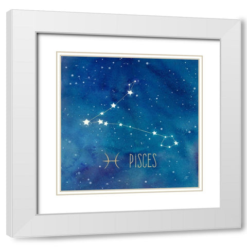 Star Sign Pisces White Modern Wood Framed Art Print with Double Matting by Coulter, Cynthia