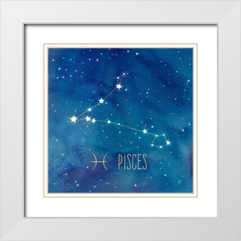 Star Sign Pisces White Modern Wood Framed Art Print with Double Matting by Coulter, Cynthia