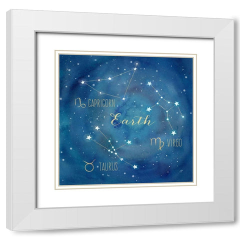 Star Sign Earth White Modern Wood Framed Art Print with Double Matting by Coulter, Cynthia
