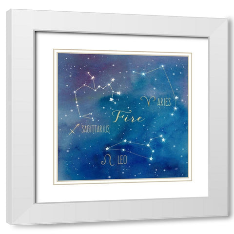 Star Sign Fire White Modern Wood Framed Art Print with Double Matting by Coulter, Cynthia
