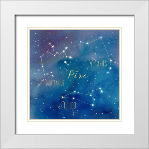 Star Sign Fire White Modern Wood Framed Art Print with Double Matting by Coulter, Cynthia
