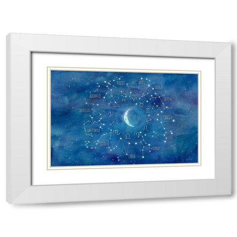 Star Sign with Moon Landscape White Modern Wood Framed Art Print with Double Matting by Coulter, Cynthia