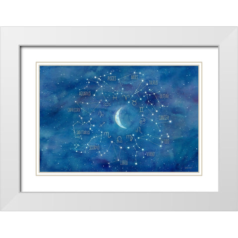 Star Sign with Moon Landscape White Modern Wood Framed Art Print with Double Matting by Coulter, Cynthia