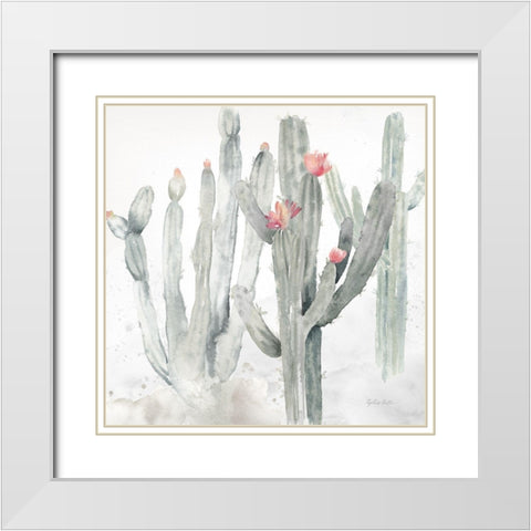Cactus Garden Gray Blush II White Modern Wood Framed Art Print with Double Matting by Coulter, Cynthia