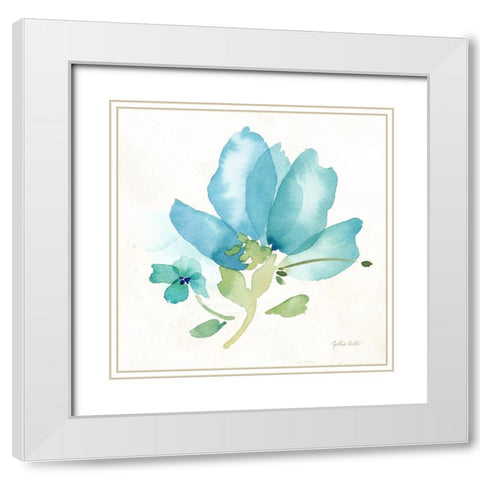 Blue Poppy Field Single II White Modern Wood Framed Art Print with Double Matting by Coulter, Cynthia