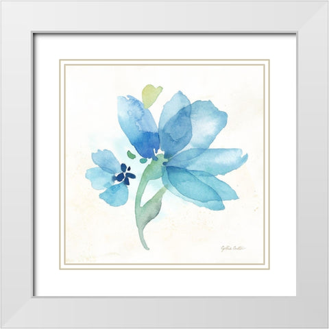Blue Poppy Field Single IV White Modern Wood Framed Art Print with Double Matting by Coulter, Cynthia