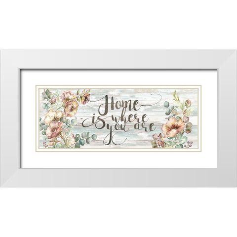 Blush Poppies and Eucalyptus Home Sign White Modern Wood Framed Art Print with Double Matting by Tre Sorelle Studios
