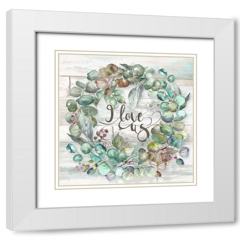 Eucalyptus Wreath on shiplap White Modern Wood Framed Art Print with Double Matting by Tre Sorelle Studios