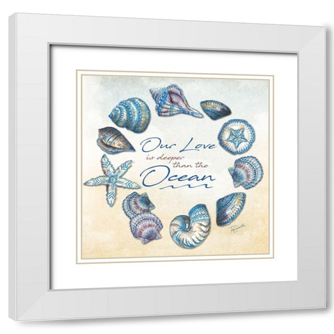 Bohemian Shell Wreath  White Modern Wood Framed Art Print with Double Matting by Tre Sorelle Studios