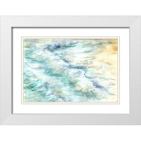 Ocean Waves Landscape White Modern Wood Framed Art Print with Double Matting by Tre Sorelle Studios