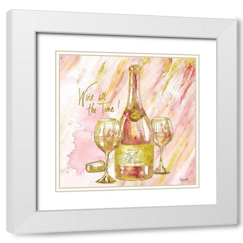 Rose All Day I (Wine All The Time) White Modern Wood Framed Art Print with Double Matting by Tre Sorelle Studios