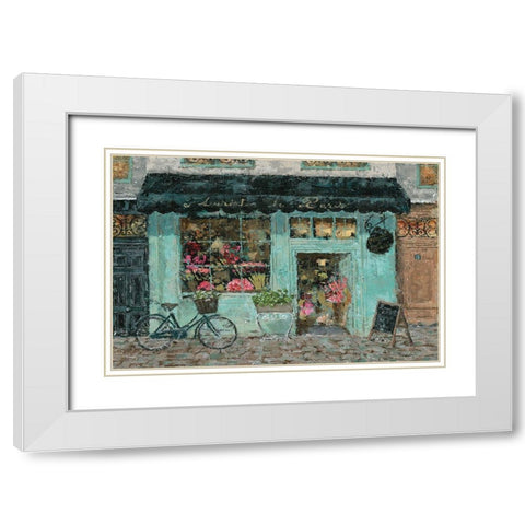 Parisian Flower Shop White Modern Wood Framed Art Print with Double Matting by Cusson, Marie Elaine
