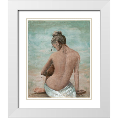 Study of a Woman I (head left) White Modern Wood Framed Art Print with Double Matting by Cusson, Marie Elaine