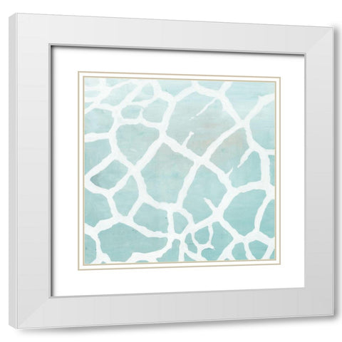 Soft Animal Prints Blue Giraffe White Modern Wood Framed Art Print with Double Matting by Cusson, Marie Elaine