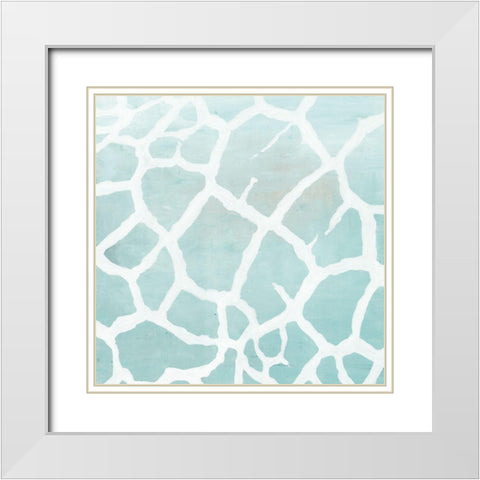 Soft Animal Prints Blue Giraffe White Modern Wood Framed Art Print with Double Matting by Cusson, Marie Elaine