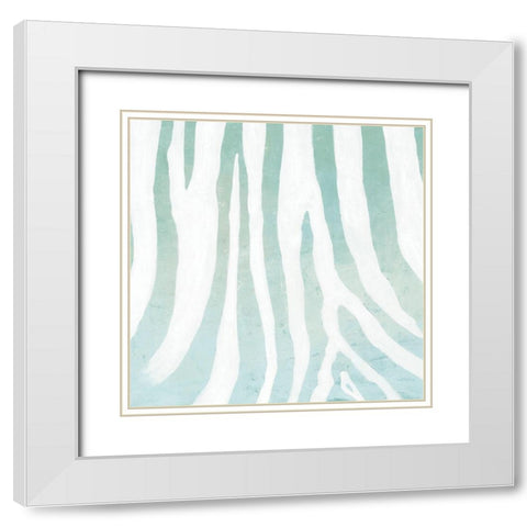 Soft Animal Prints Blue Zebra White Modern Wood Framed Art Print with Double Matting by Cusson, Marie Elaine