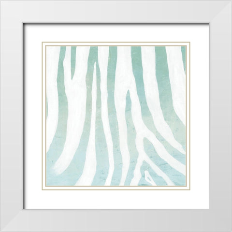 Soft Animal Prints Blue Zebra White Modern Wood Framed Art Print with Double Matting by Cusson, Marie Elaine
