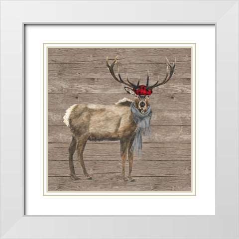 Warm in the Wilderness Deer White Modern Wood Framed Art Print with Double Matting by Reed, Tara