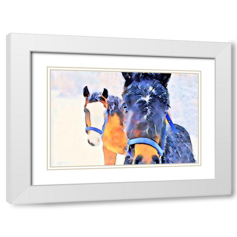 Snow Horses White Modern Wood Framed Art Print with Double Matting by Tyrrell, LuAnne
