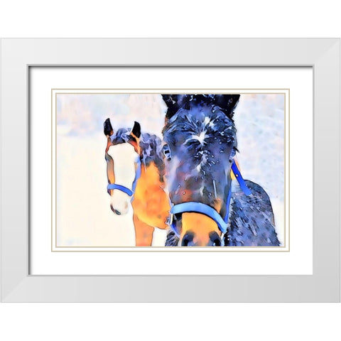 Snow Horses White Modern Wood Framed Art Print with Double Matting by Tyrrell, LuAnne