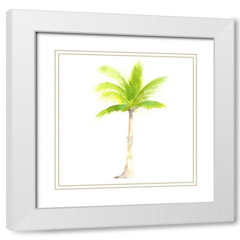 Tropical Icons Palm Tree White Modern Wood Framed Art Print with Double Matting by Northern Lights
