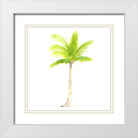 Tropical Icons Palm Tree White Modern Wood Framed Art Print with Double Matting by Northern Lights