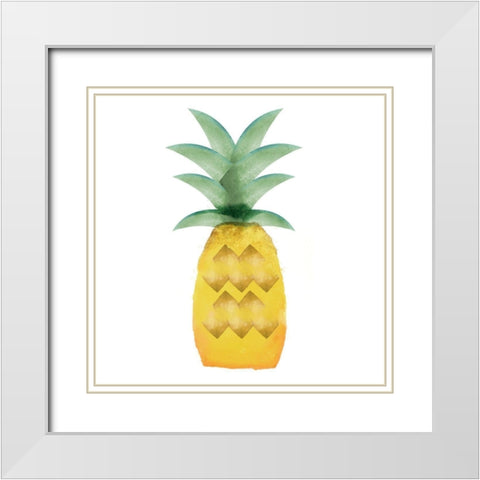Tropical Icons Pineapple White Modern Wood Framed Art Print with Double Matting by Northern Lights