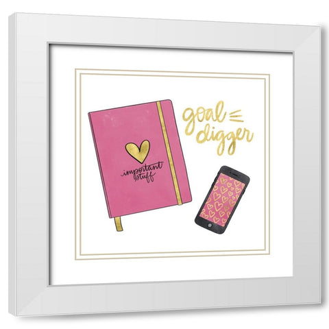 Goal Digger IV Goal White Modern Wood Framed Art Print with Double Matting by Noonday Design