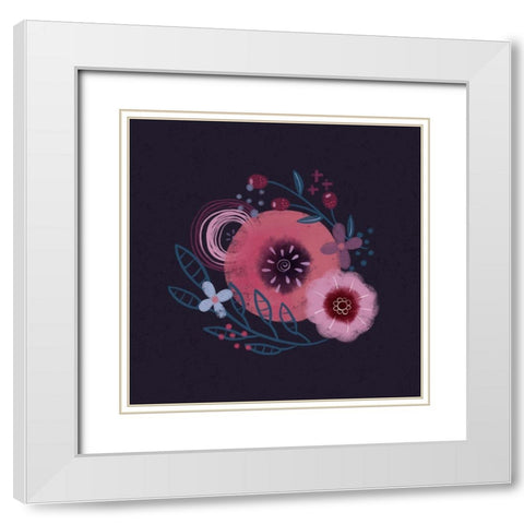 Dark Purple Florals II White Modern Wood Framed Art Print with Double Matting by Noonday Design