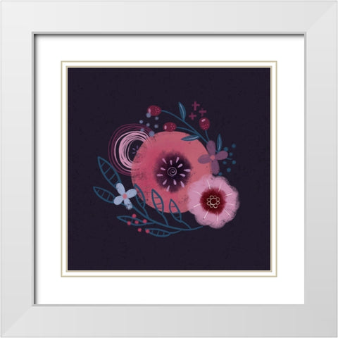 Dark Purple Florals II White Modern Wood Framed Art Print with Double Matting by Noonday Design