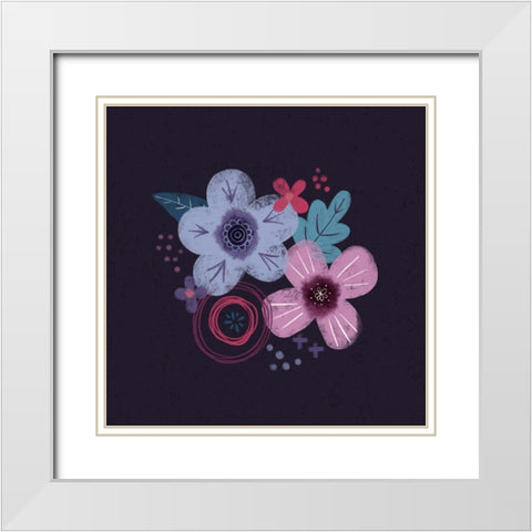Dark Purple Florals IV White Modern Wood Framed Art Print with Double Matting by Noonday Design