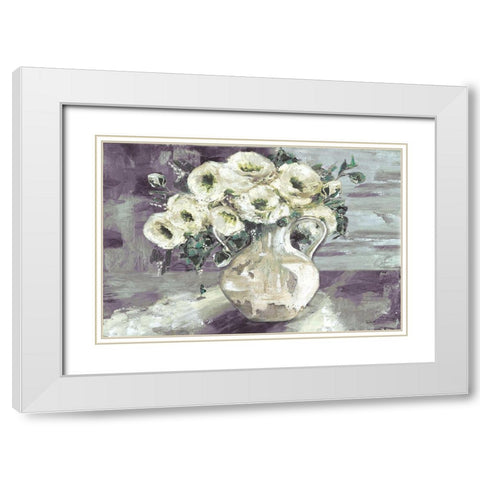 White Flowers in Pottery Pitcher White Modern Wood Framed Art Print with Double Matting by Tre Sorelle Studios