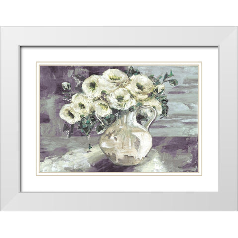 White Flowers in Pottery Pitcher White Modern Wood Framed Art Print with Double Matting by Tre Sorelle Studios