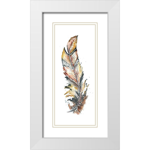 Tribal Feather Single I White Modern Wood Framed Art Print with Double Matting by Tre Sorelle Studios