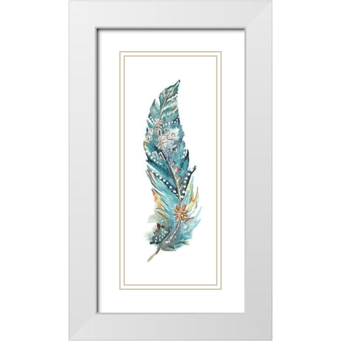 Tribal Feather Single III White Modern Wood Framed Art Print with Double Matting by Tre Sorelle Studios