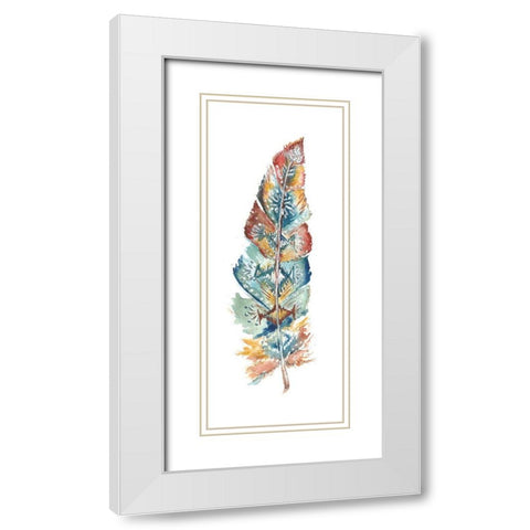 Tribal Feather Single IV White Modern Wood Framed Art Print with Double Matting by Tre Sorelle Studios