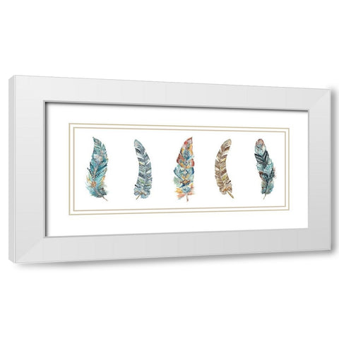 Tribal Feathers Panel White Modern Wood Framed Art Print with Double Matting by Tre Sorelle Studios