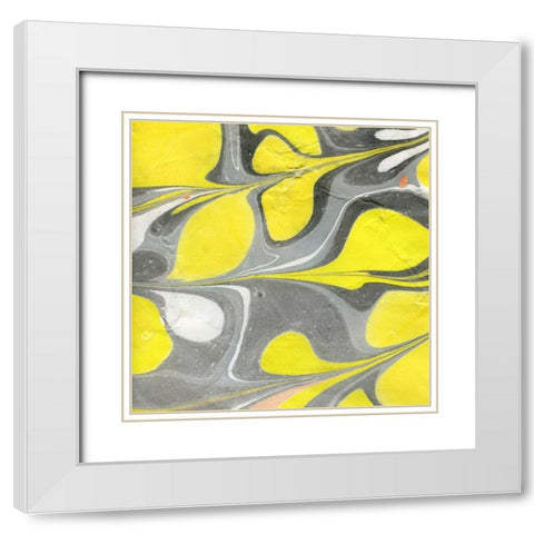 Yellow and Gray Marble I White Modern Wood Framed Art Print with Double Matting by Green, Nancy
