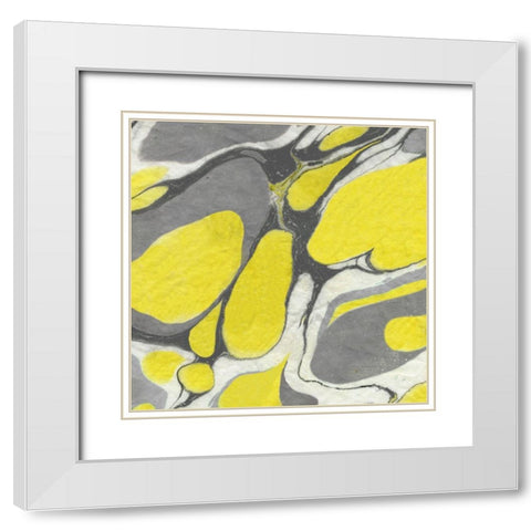 Yellow and Gray Marble II White Modern Wood Framed Art Print with Double Matting by Green, Nancy