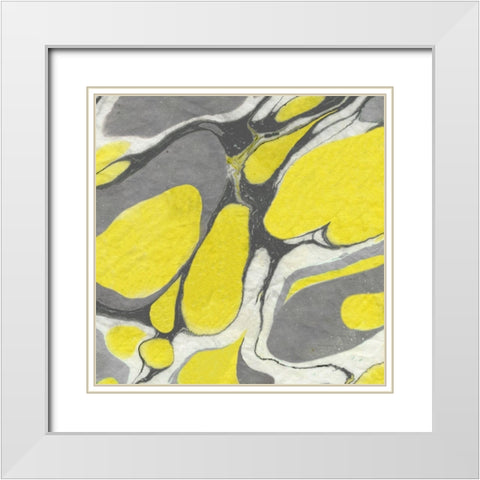 Yellow and Gray Marble II White Modern Wood Framed Art Print with Double Matting by Green, Nancy