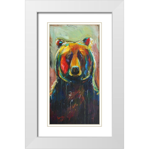 Back Woods Black Bear White Modern Wood Framed Art Print with Double Matting by Evenson, Karrie