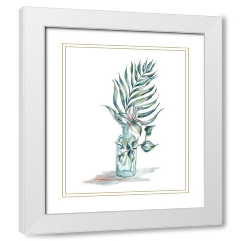 Island Tropics Frond in Bottle I White Modern Wood Framed Art Print with Double Matting by Tre Sorelle Studios