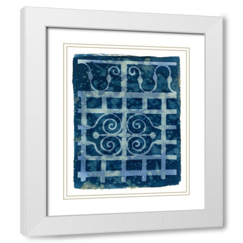 Wrought Iron Cyanotype III White Modern Wood Framed Art Print with Double Matting by Green, Nancy