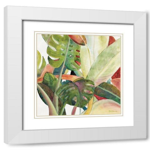 Tropical Lush Garden square I White Modern Wood Framed Art Print with Double Matting by Cusson, Marie-Elaine
