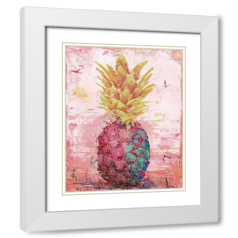 Painted Pineapple I White Modern Wood Framed Art Print with Double Matting by Cusson, Marie-Elaine