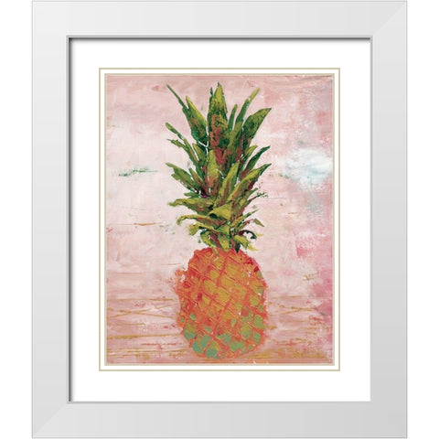 Painted Pineapple II White Modern Wood Framed Art Print with Double Matting by Cusson, Marie-Elaine